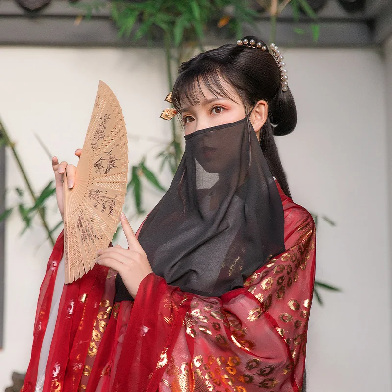 Cosplay Hat Antique Hanfu Chiffon Veil Cover Face Protect Face Ancient Wind Hanfu Accessories Cosplay