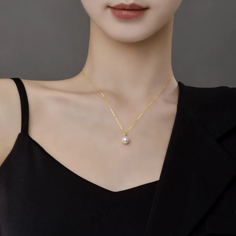 Pendant Necklace Gold Necklace 18K Yellow Gold Necklace Pendant Natural Freshwater Pearl For Women