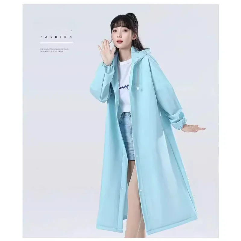 Raincoat Poncho Outdoor Hiking Travel Portable Thickened Long Jumpsuit Non Disposable Adult EVA Wear-resistant Camping