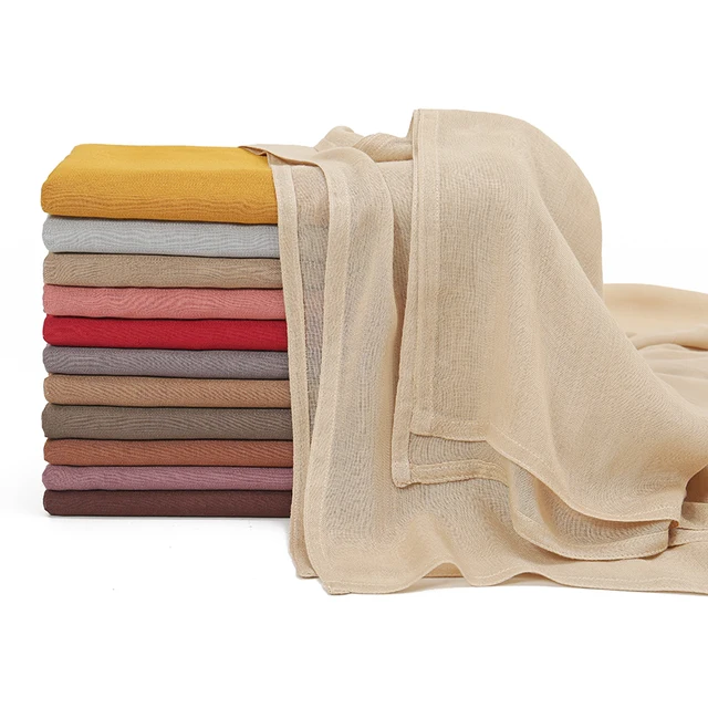 105959-06a9f2.jpg Châles en coton rayonne pour femmes musulmanes, Hijab Modal, écharpe unie, grande taille, Turban islamique, bandeau 190x85cm