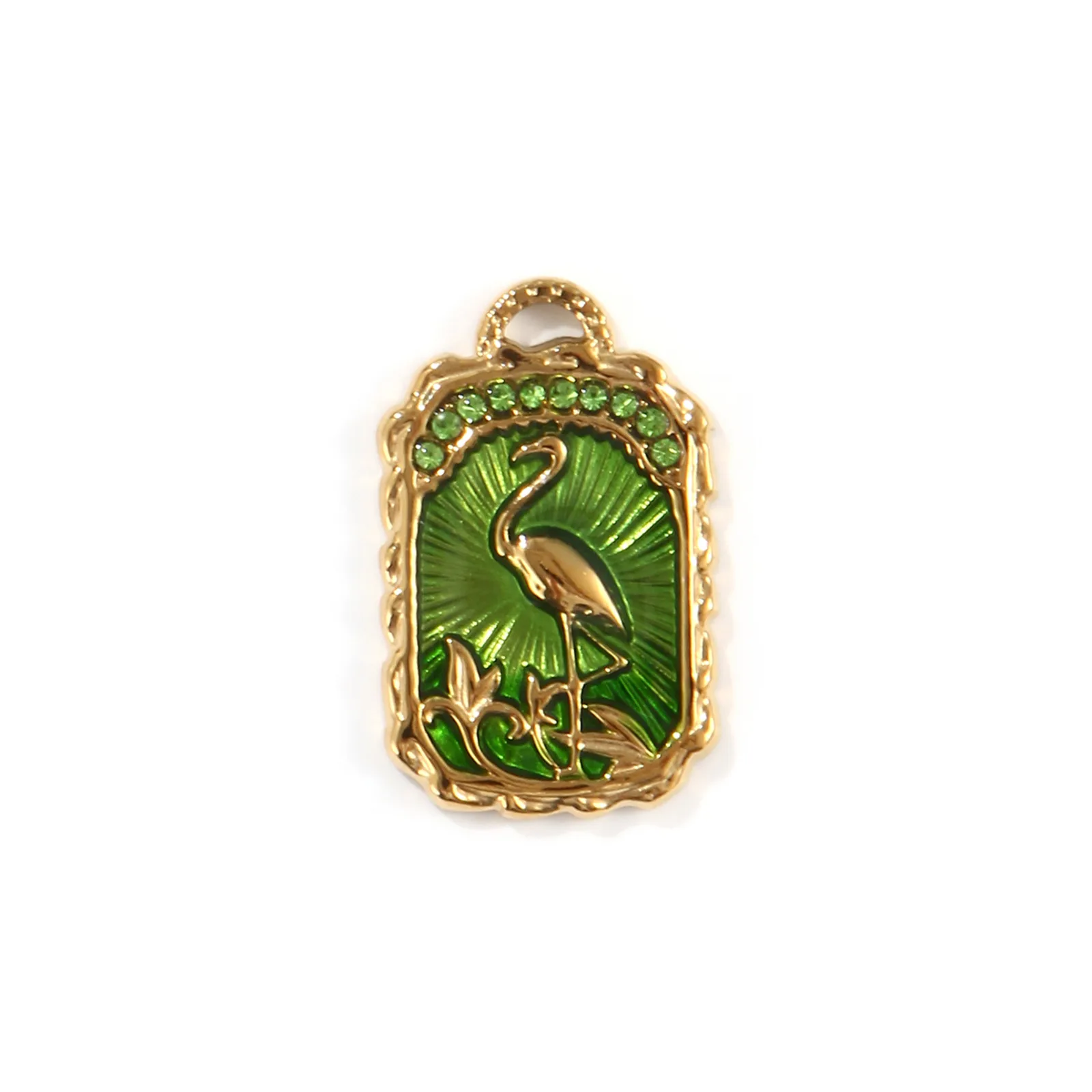 1 Stück 304 Edelstahl Charms 18 Karat echtes Gold vergoldet mehrfarbige Emaille Kranich Auge der Versorgung/Allsehendes Auge Anhänger DIY – Detail 11