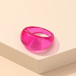 Vibrant Korean Acrylic Vintage Round Rings for Women - Bold Kpop - Inspired Punk Fashion Jewelry (VIOLET)