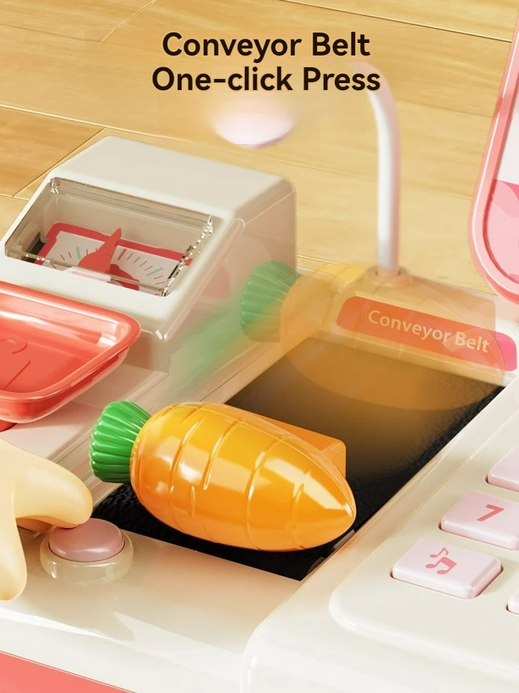 Cash Register Toys for Kids Supermarket Shopping Pretend Play Intelligent Recognition Scanner Microphone Credit Card supermarket cashier toys cash register playset