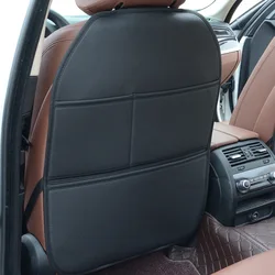 Deluxe PU Leather Car Seat Back Protector - Kick-Proof, Waterproof, and Anti-Slip (Black)