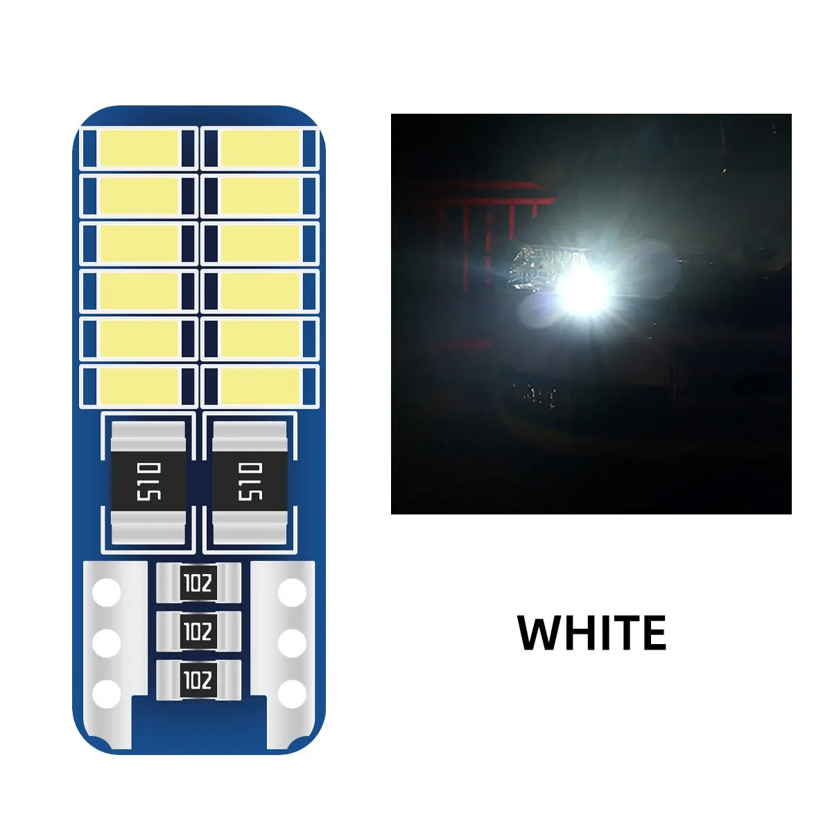 NATGIC Lampadine LED T10 W5W 194 Rosse, CanBus Senza Errori, 24SMD 3014, 300 Lumen, 4 Pezzi - 3