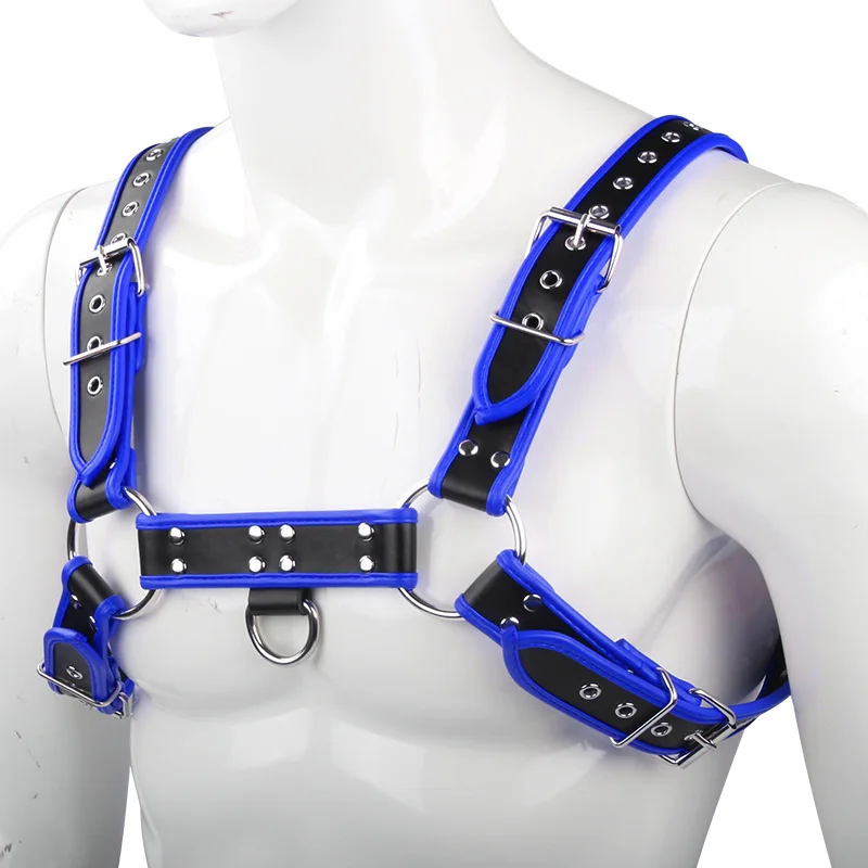 Fetish Leather Male Lingerie Harness Bondage Chest Belt Double Shoulder Strap Carnival Party Nightclub Punk Adults Sexy Costumes