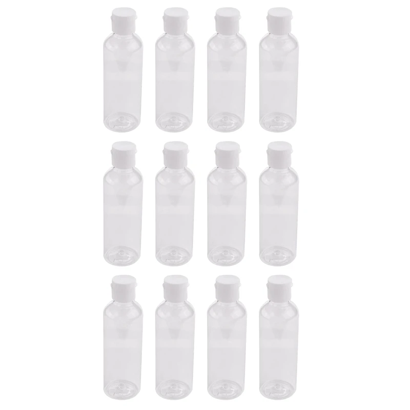 

12 X 100Ml Plastic Clear Flip Bottles Travel Shampoo Lotion Cosmetic Container