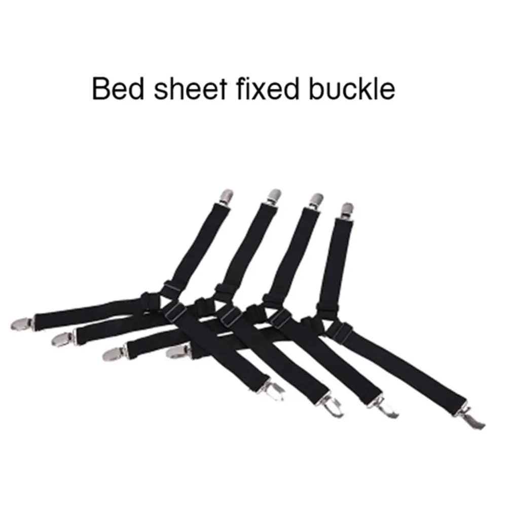 4pcs Adjustable Triangle Elastic Suspenders Gripper Belt Bed Sheet Fasteners Mattress Covers Sofa Cushion Strap Clip Home Gadget bed sheet holder bed sheet clips sheet clips