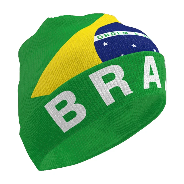البرازيل محبوك قبعة الحرة مخصص اسم الشتاء الباردة البلوز البرتغال البرازيلي  العلم البرازيلي متماسكة الدفء قبعة
