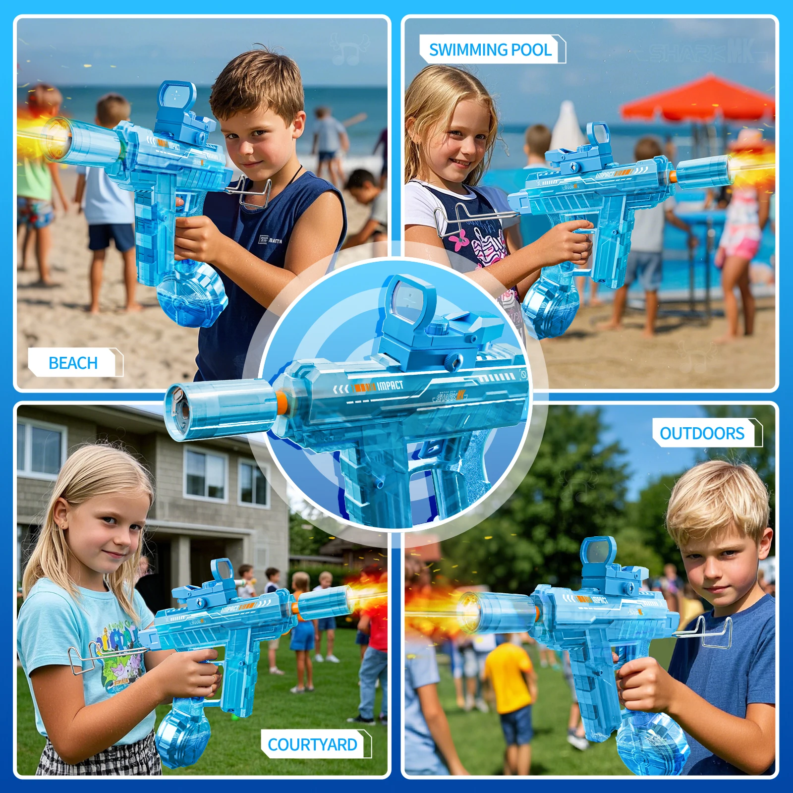 Electric High-Speed Flashing Lights Water Gun - Large Capacity Children's Toy