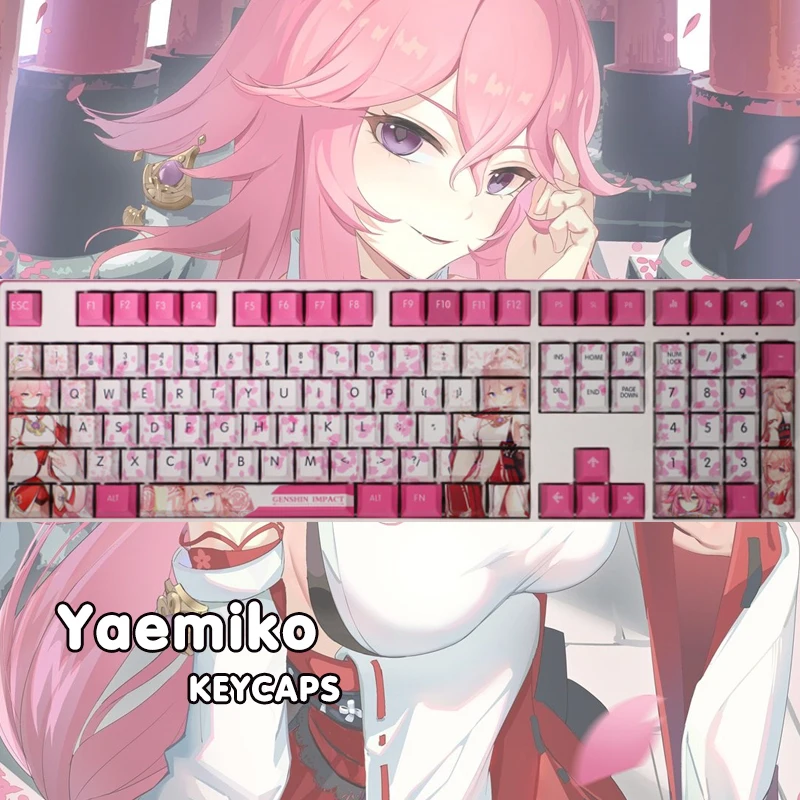 

PBT Genshin Impact Yae Guuji Keycaps Keyboard Decoration Fans Otaku Game Player Cosplay Props Gifts Fashion Keycap