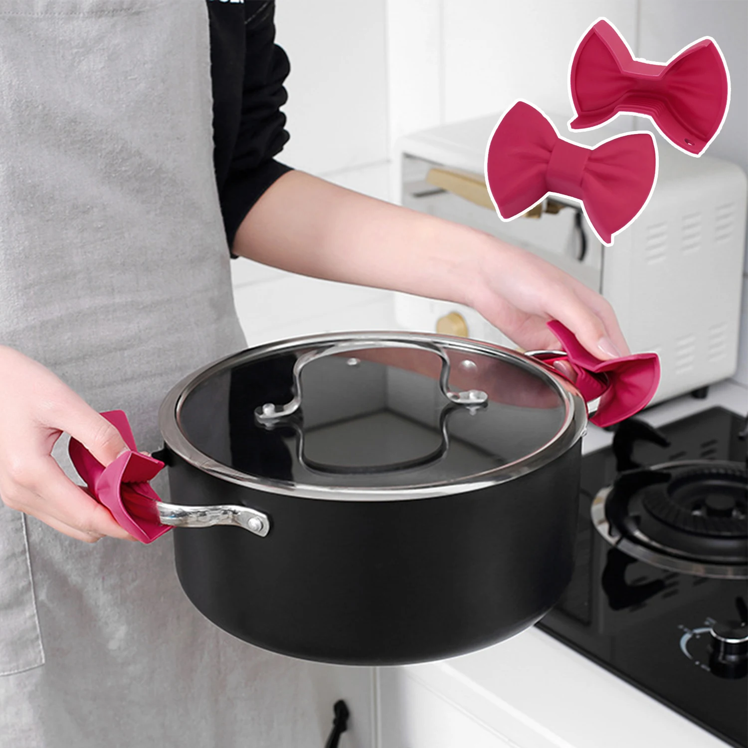 Silicone pot clip anti-slip grip bowl clip heat insulation pot pan handle holder cooking supplies home kitchen accessories silicone pan handle cover