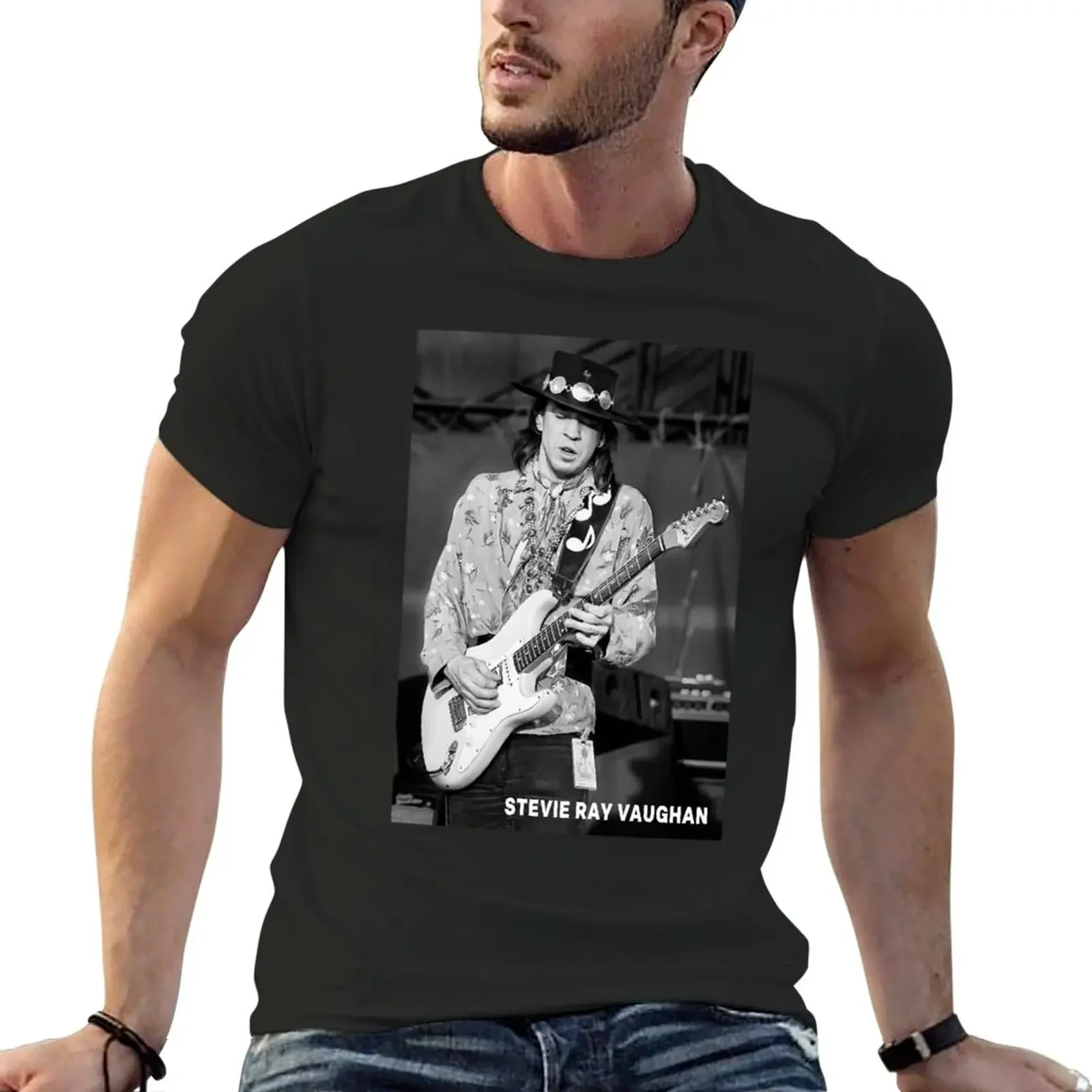 

Music Retro Vintage Stevie Ray Vaughan T-Shirt graphics blacks men t shirt