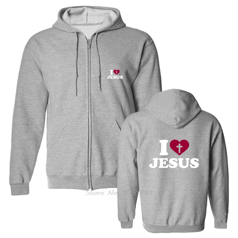 Ich liebe Jesus Hoodie Männer Gott Kreuz Religion Hoodies Kirche Christian Übergroße Fleece Reißverschluss Kapuzenpullover Jacke Geschenk – Detail 5