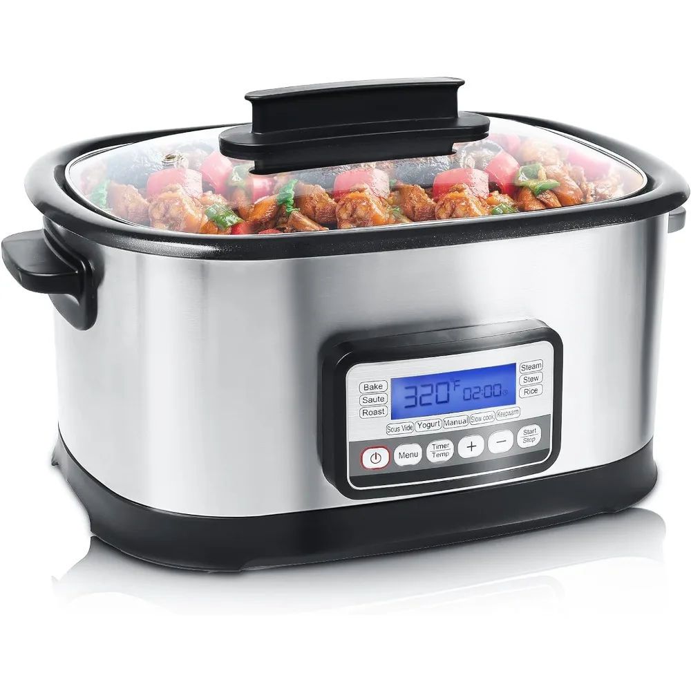 

Slow Cooker Programmable, 11-in-1 6.5 Quart Multi Cooker Electric with Sous Vide, 1500W Nonstick Inner Pot with Timer,