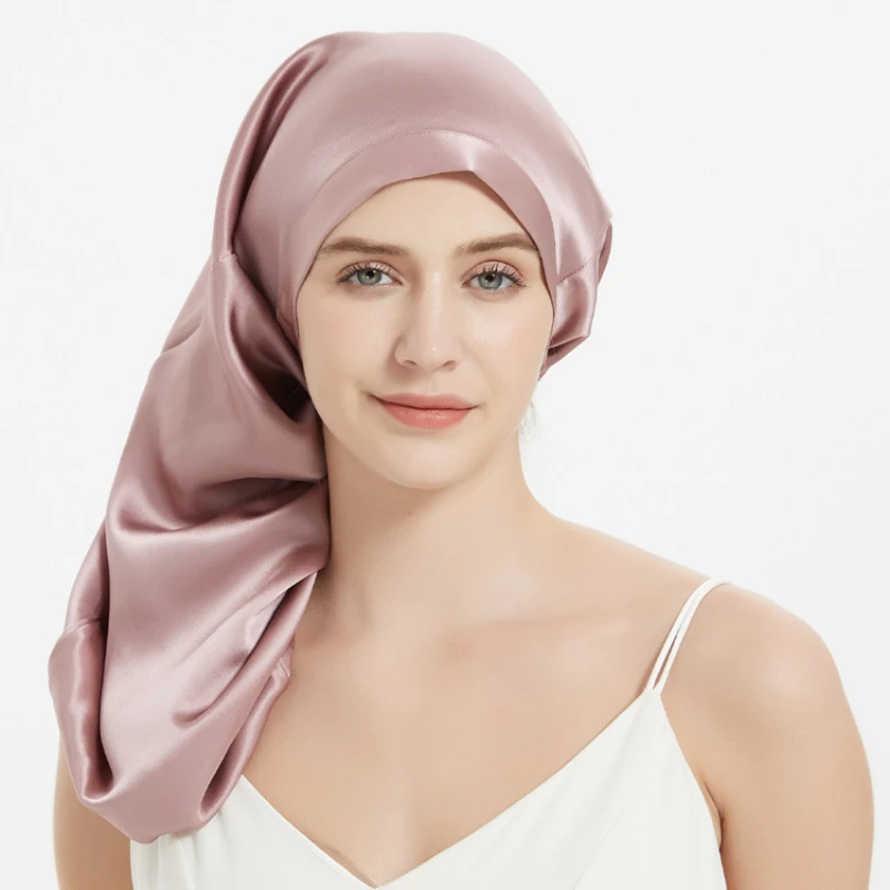 

New Updated 100% Silk Turbans For Women Girls Long Hair Care Sleeping Silk Bonnet Night Sleep Cap