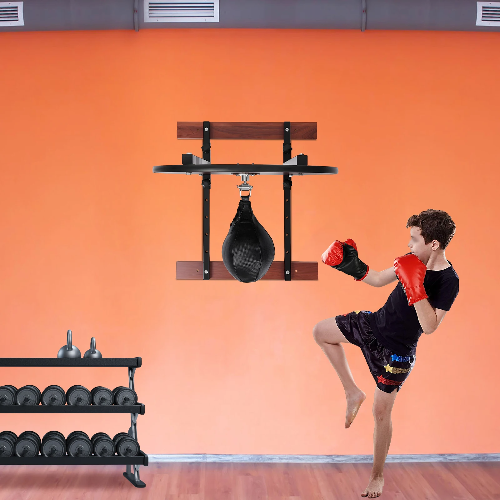 Speed Bag Plattform-Set 360 ° Drehbare Wandmontierte Hochleistungs-Boxtrainingsausrüstung Schwarzes Verstellbares Speed-Bag-Plattform-Set – Detail 6