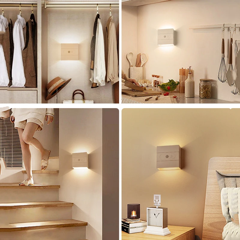 Dimmable Wall Light Up Down LED Sensor Lamp Wireless USB Charging Motion Sensor Night Light Bedroom Corridor Cabinet Lighting