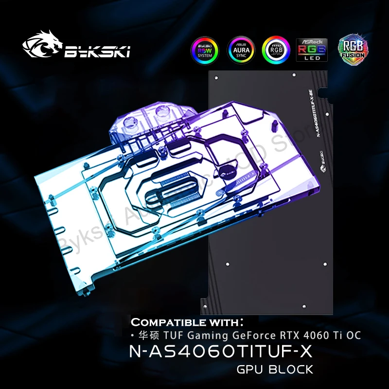 Bykski N-As4060Tituf-X Rtx 4060Ti Watercooler Per Asus Rtx4060 Ti Oc Gpu Water Block 5V Argb + Backplate In Alluminio