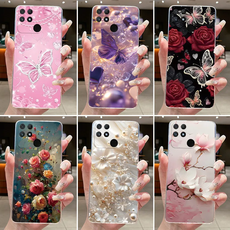 Luxury Clear Butterfly Flowers Soft Phone Case