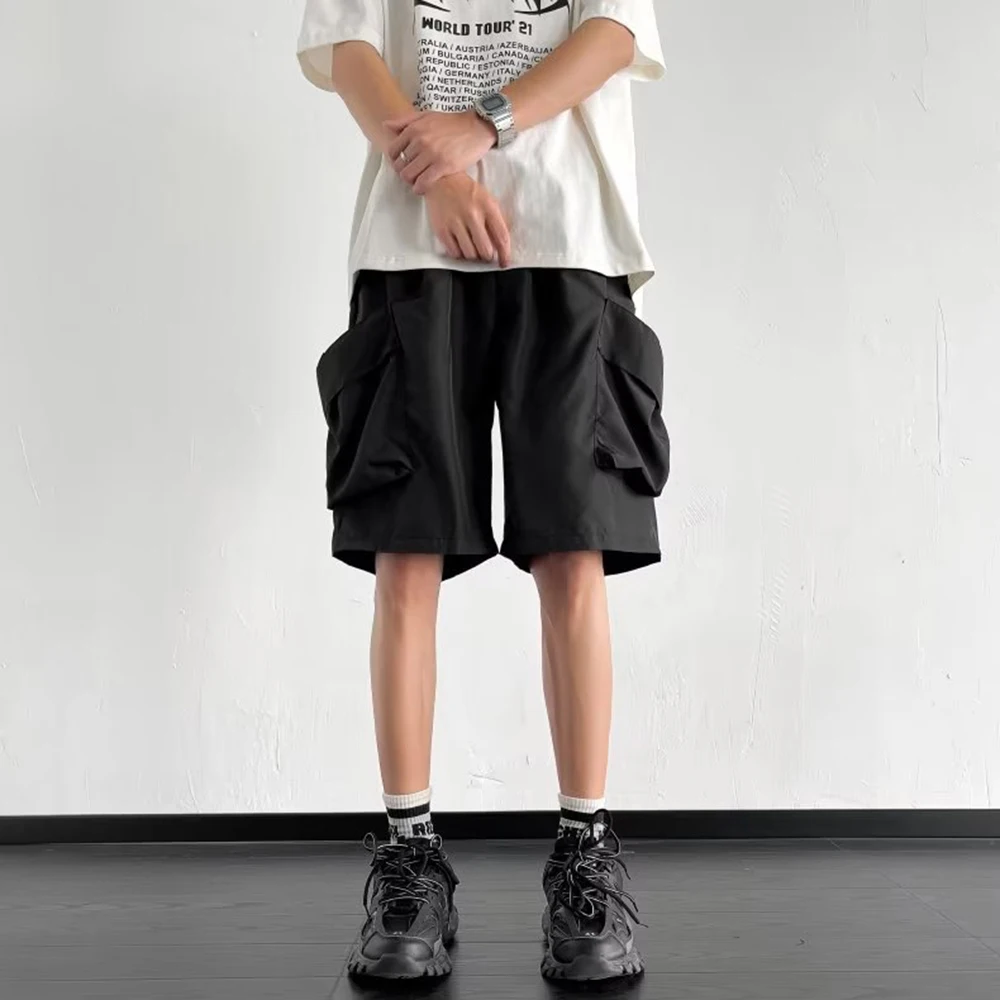 Overalls Shorts Men's Summer High Street Sports Trendy Brand Casual Pants Straight Wide-leg Loose Five-point Pants LGBT Unisex