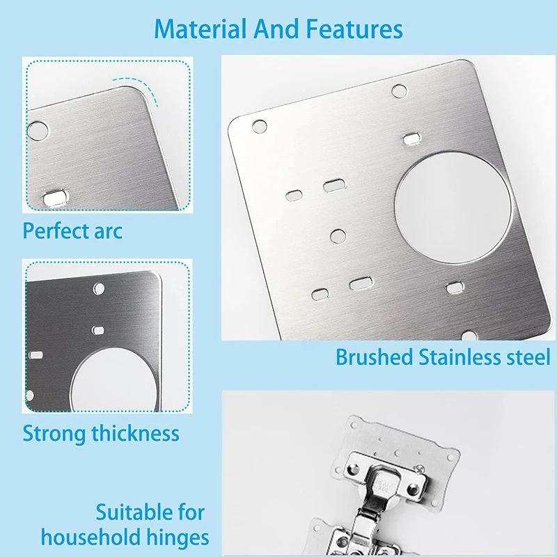 

10 PCS Hinge Mounting Repair Plate Stainless Steel Bracket Fixing Plate With Screws For Furniture Wardrobe Cupboard