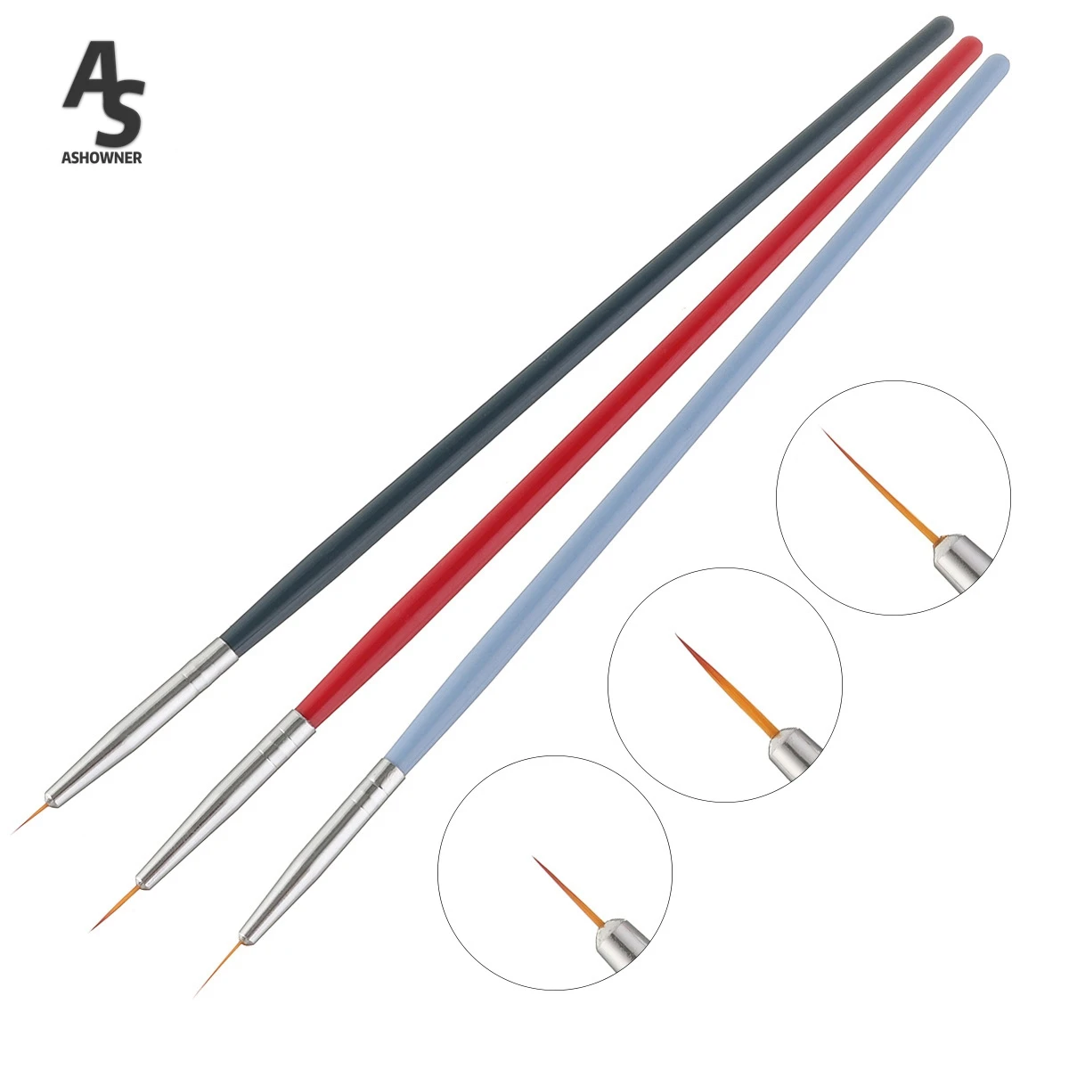 3pcs/set Nail Art Line Painting Pen Slim 3d Tips Acrylic Uv Gel Brushes Drawing Colorful Line