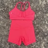 Yoga Shorts Set Gym Sports Set 2 Piece Women Workout Outfit Fitness Suit Cross Straps Bra High Waist Shorts Running Tracksuit 2