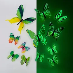 Elegant 12-Piece 3D Luminous Butterfly Wall Art Kit - Modern Home Decor & DIY Gift Set - 12PCS (Green)