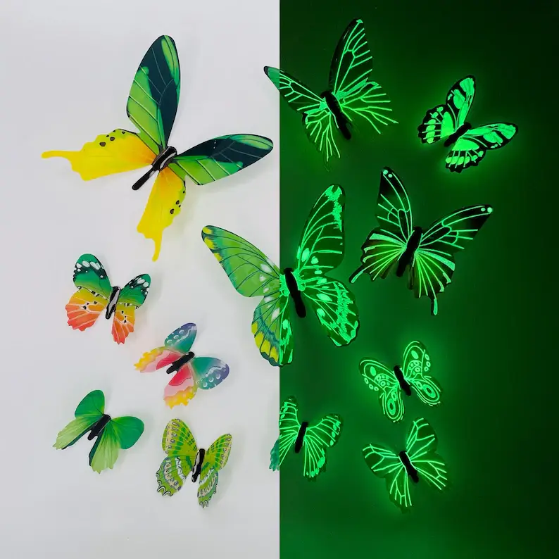 New 12Pcs Fashion 3D Luminous Butterfly Creative Wall Sticker For DIY Wall Stickers Modern Wall Art Home Decorations DIY Gift - Image 7