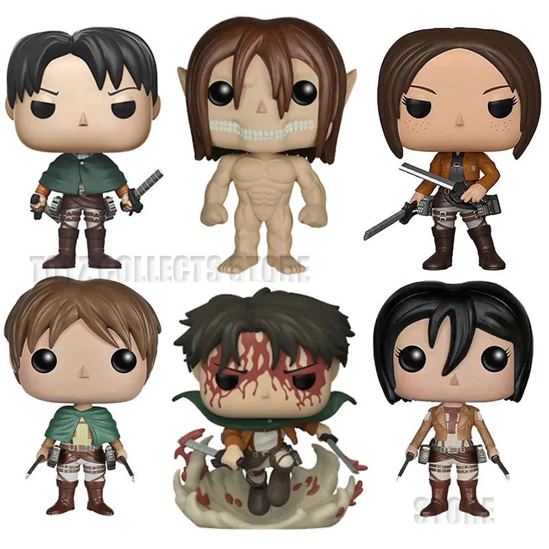 Funko Pop Attack On Titan Eren Jaeger #20 Colossal Titan #23 #233 Levi #235 #239 #1169 Mikasa Ackermann #21 Anime Figure Toys