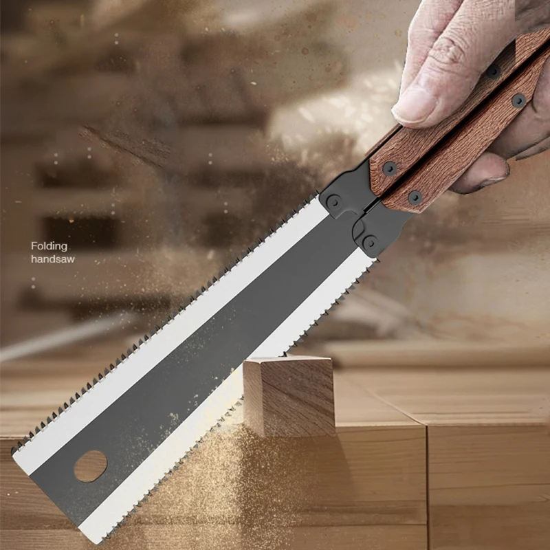 Compact Japanese Pull Folding Hand for Woodworking Tool Double Edges Steel Constructions Flexible Cut Teeth
