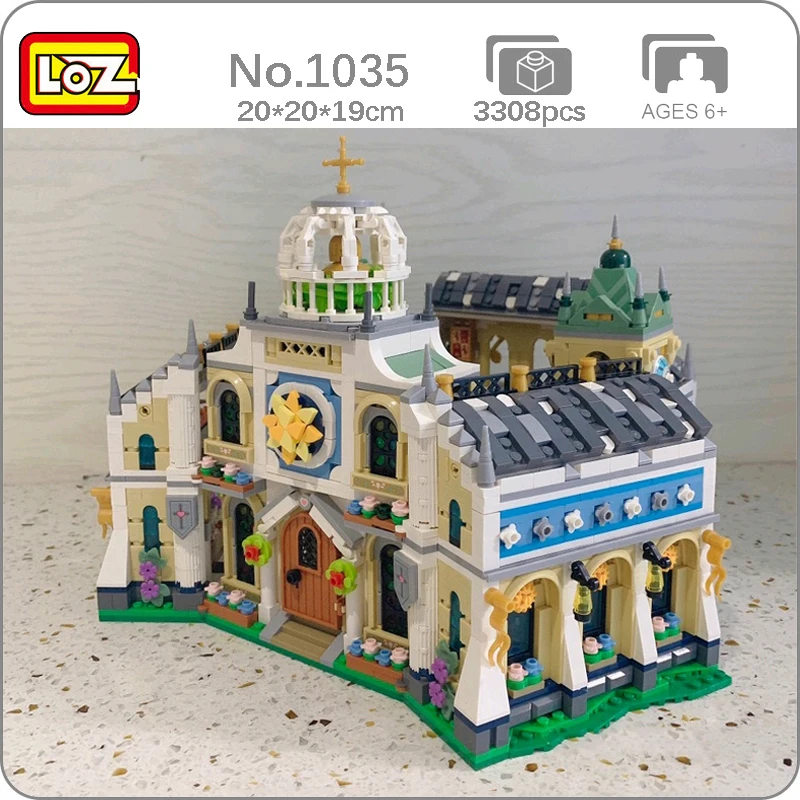 

LOZ 1035 City Architecture Wedding Church Chapel Castle Garden Party Model Mini Blocks Bricks Building Toy for Children no Box