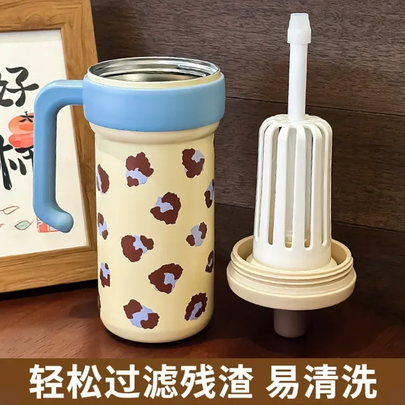 Portable Large Capacity and High Aesthetic 316 Insulated Cup for Girls, Straw Cup, Ice Cream Cup, Men's Tea Water Separation Cup