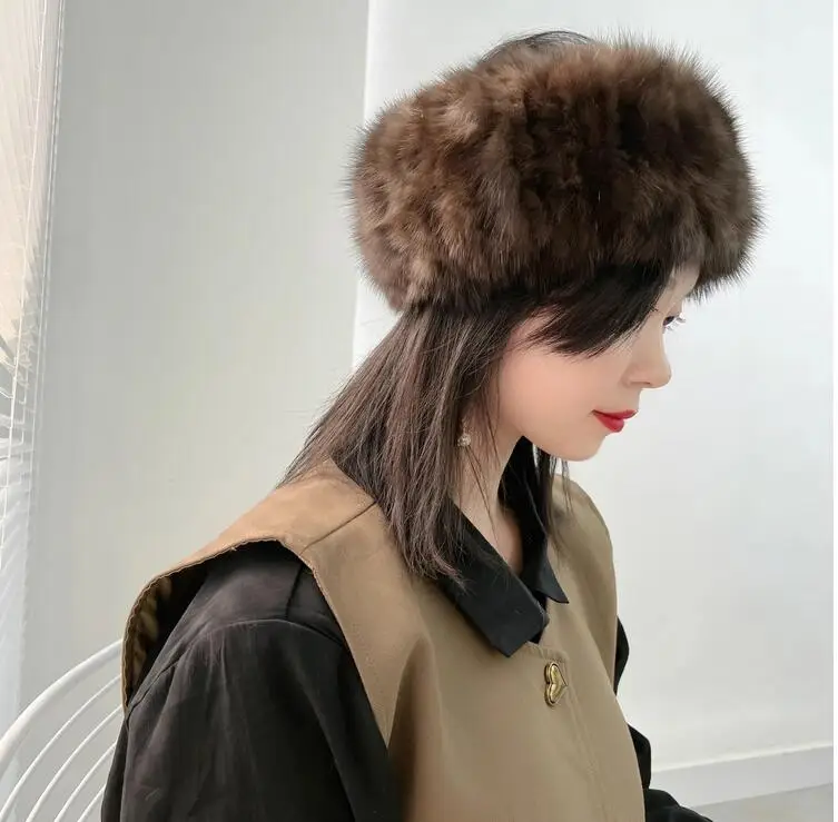 

Новый русский натуральный меховой шарф из соболиного меха женский зимний пушистый воротник вязаный шарф