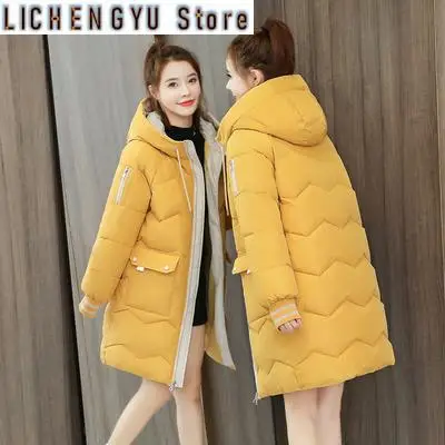 

New Winter Women Jacket Coats Long Parkas Female Down cotton Hooded Overcoat Thick Warm Jackets Windproof Casual Student Coat