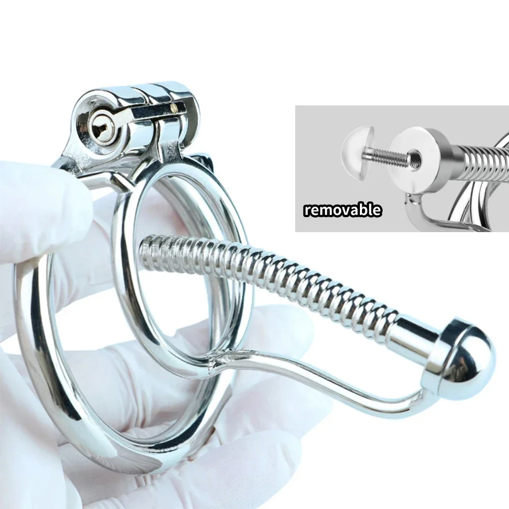 Adult Chastity Cage Lock Toys Penis Urinary Plug Stainless Steel Male Cock Cage Device Cock Ring Sex Toys For Men Chastity Belt