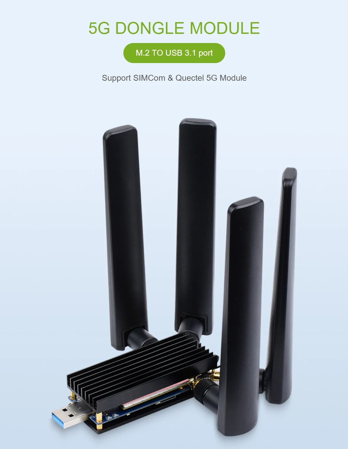 Módulo Dongle Antenas Quad Usb 3.1 Port Dissipador de Alumínio Liga Interface M.2 Chave b 5g - Imagem 4