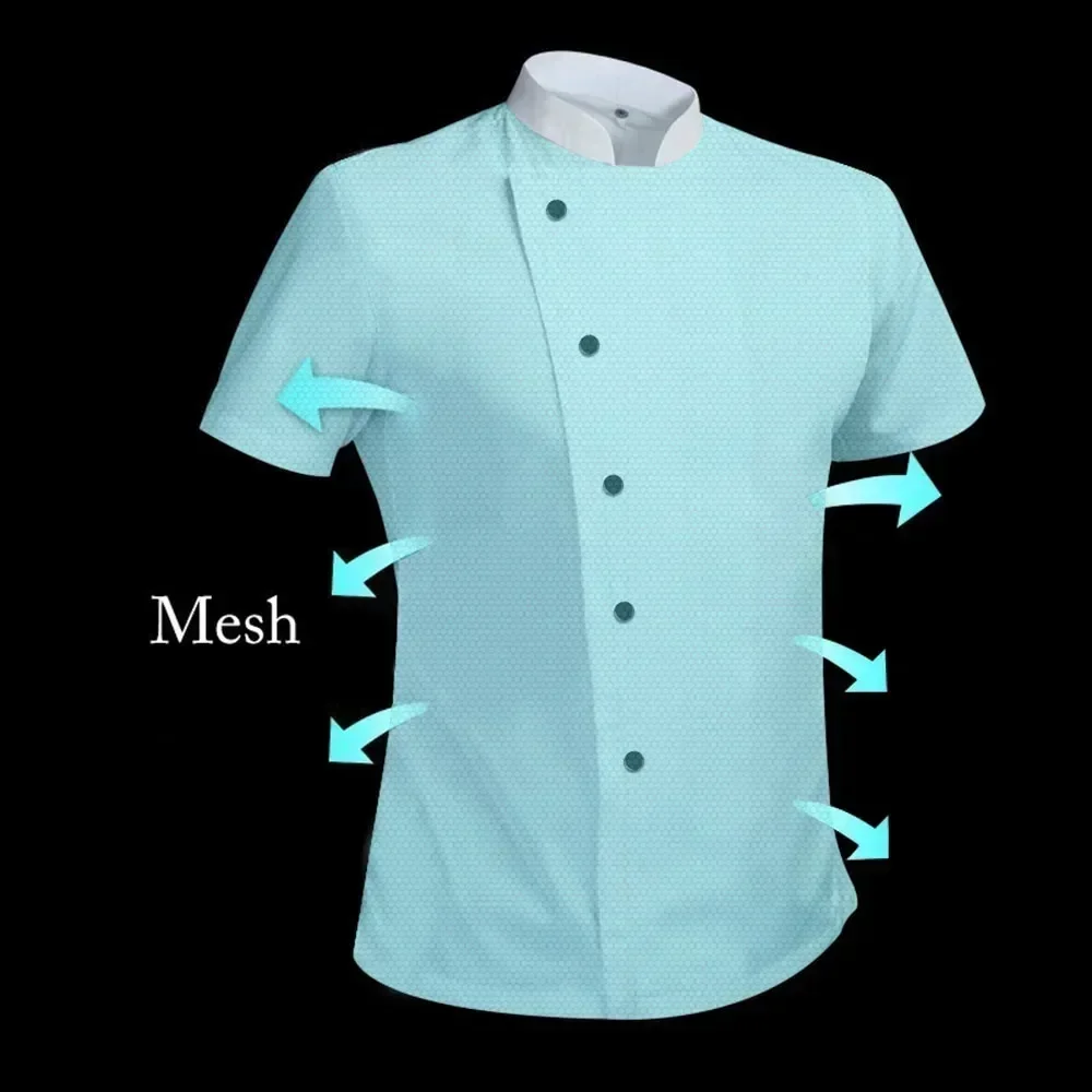 

Дышащая короткая одежда, сетчатая Рабочая форма для шеф-повара, официанта, пекаря, гостиницы, логотип, футболка, пальто, рукав, повар, Ресторан