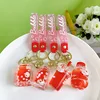 Liquid Oil Luminous Ice Cube Shape Keychain Cute Floating Quicksand Rabbit Keyring Women Girl Bag Pendant Key Chain Gifts 3