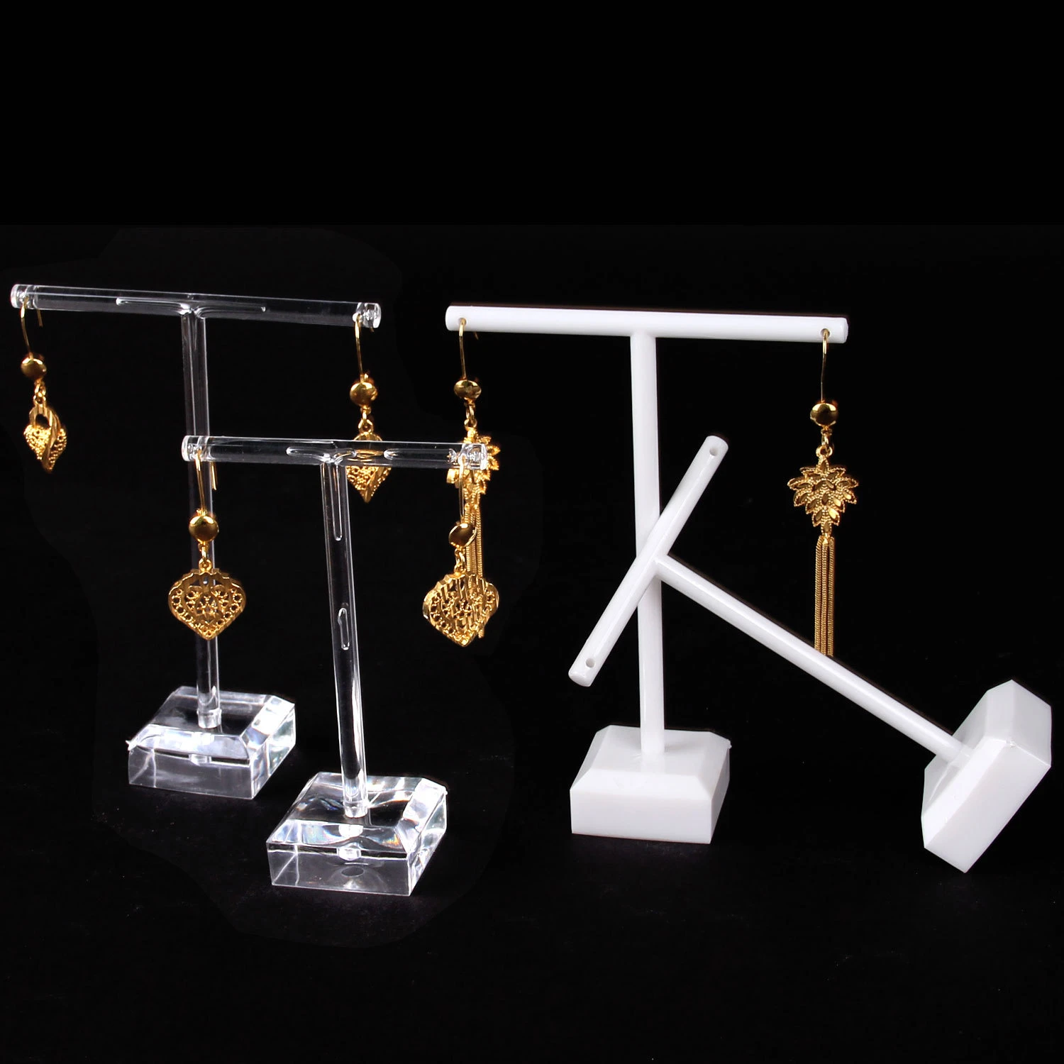 2 Pcs/Set Earrings Shelf Jewelry Display Rack T Shape Stand Show Charms Universal Professional Showcase