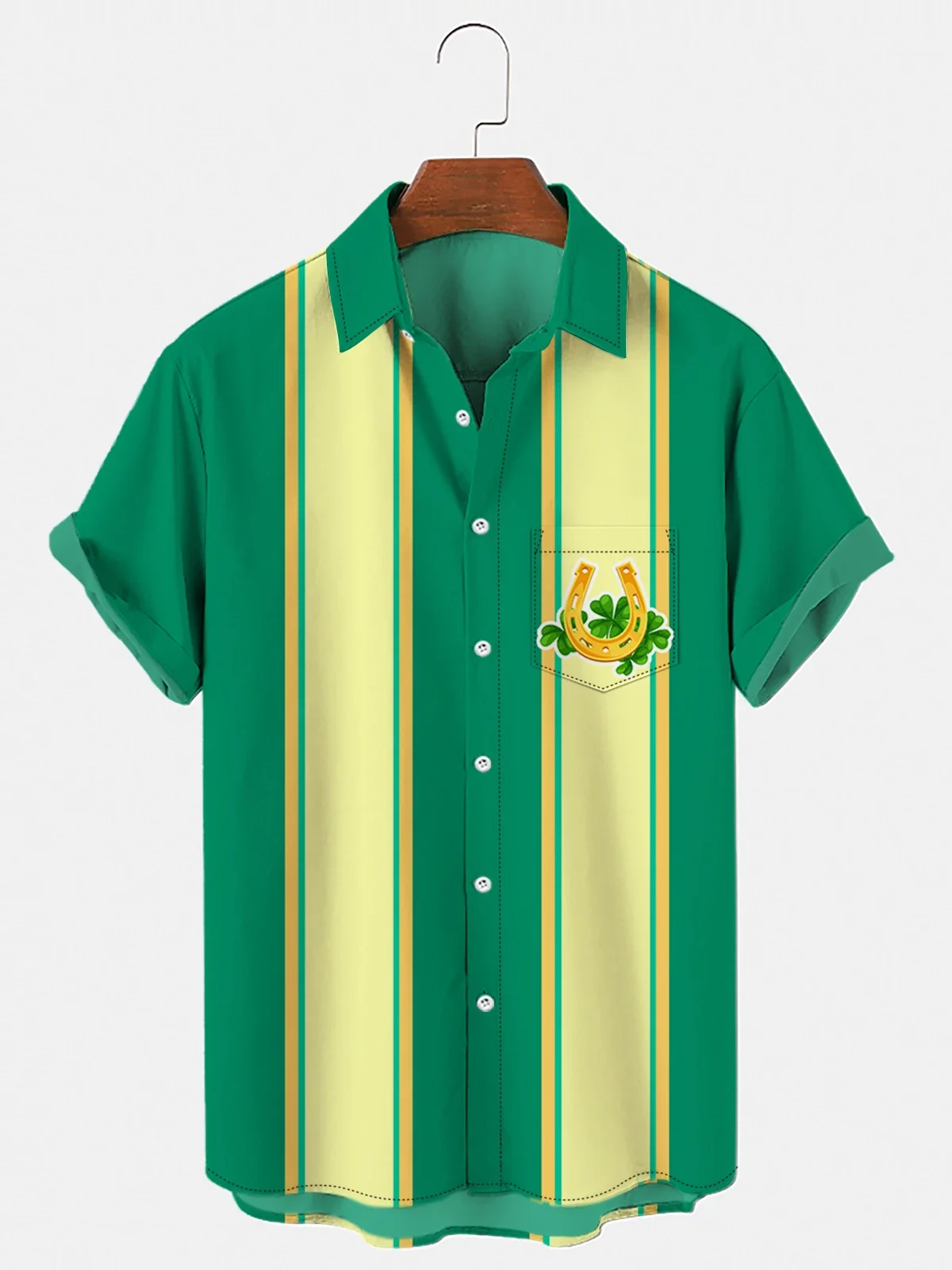 

2024 New Clover Men's 3D Hawaiian Shirt Summer Beach Short Sleeve Shirt Lapel Single Button Shirt Oversized Top 5XL