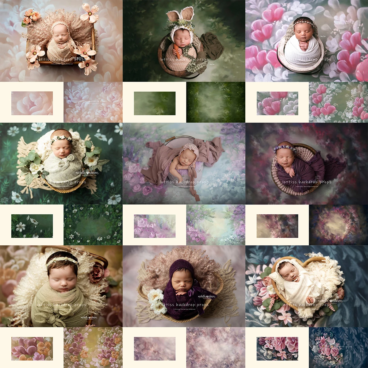 Photo Backdrop Fine Art Floral Kids Photography Backdrops Baby Child Newborn 1st Birthday Props Abstract Texture Hand Painted Flower Background