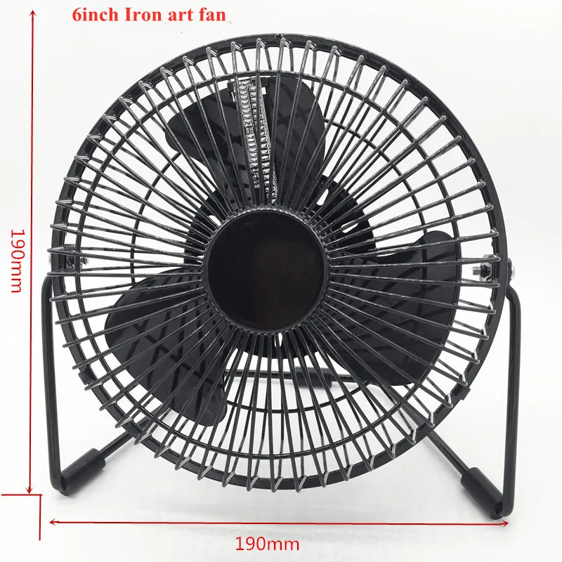 Small Mute Usb Fans DC 5V Real Clock Temperature Date Adjustable 6INCH Iron Art Desk Car Mini USB Gadgets Fan With Led Light