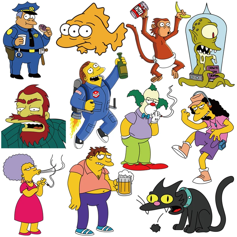 Нашивки с мультяшными симпсонами для одежды футболки модные переводки помощью