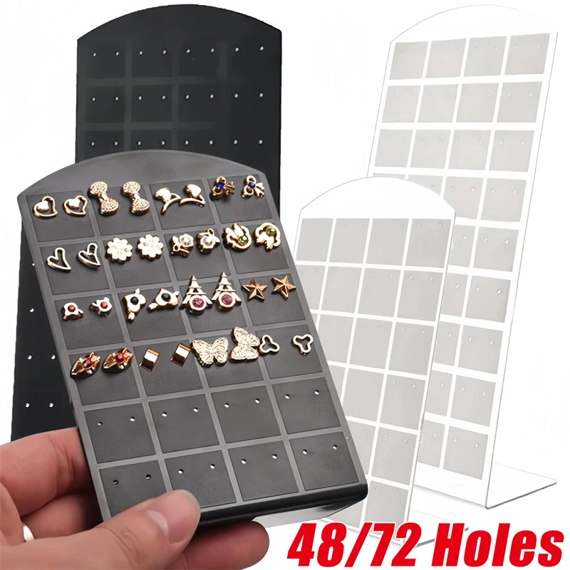 48/72 Holes Earrings Ear Studs Holder Jewelry Display Holders Portable Plastic Earring Showcase Storage Rack Organizer Stand Box 60 to 360 holes plastic earrings studs display rack folding screen earring jewelry display stand holder storage for stud