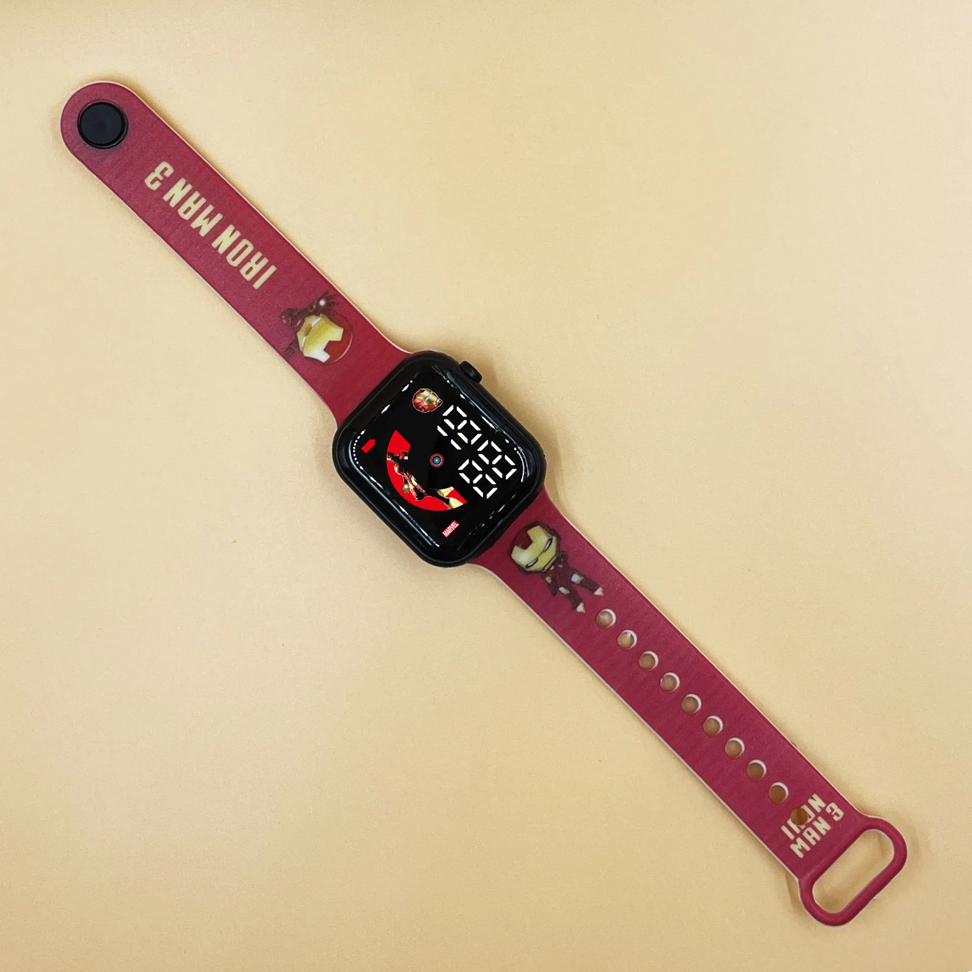 Disney Watch Spiderman Frozen Elsa Mickey Kids Watch Print Strap Button LED Square Waterproof Electronic Watch Boys Girls Gifts 5