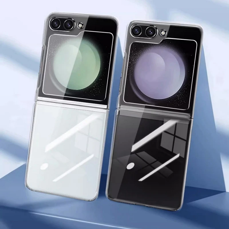 Clear Transparent Hard PC Folding Case - Slim Protective Cover for Samsung Galaxy Z Flip Series