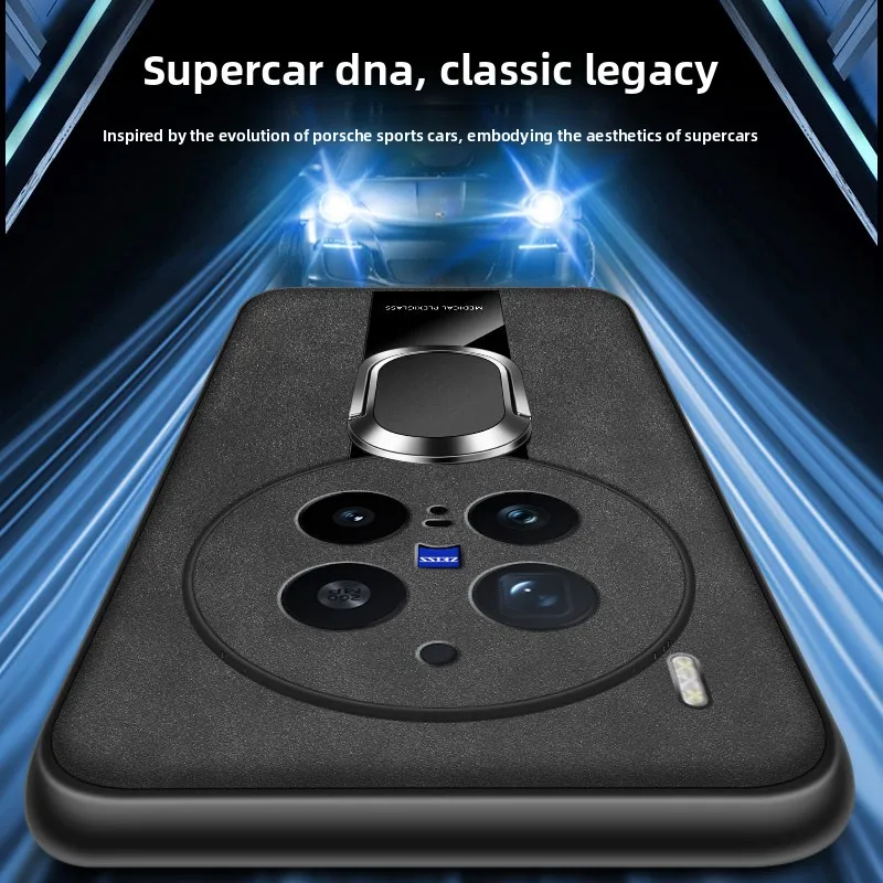 Elegant Leather Ring Stand Anti-Fall Shockproof Bumper Case Cover