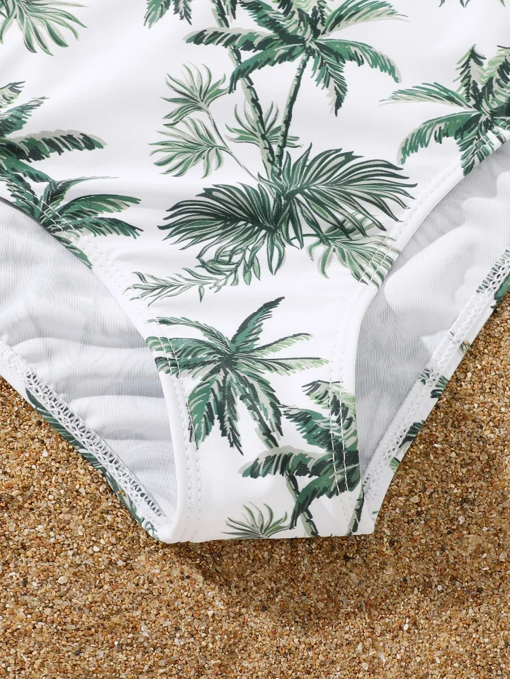 Girls 3pack Coconut Palm Print Bikini Sets with Skirts Cross Wrap Swimsuit 7-12 Years Children's Swimwear Bathing Suit
